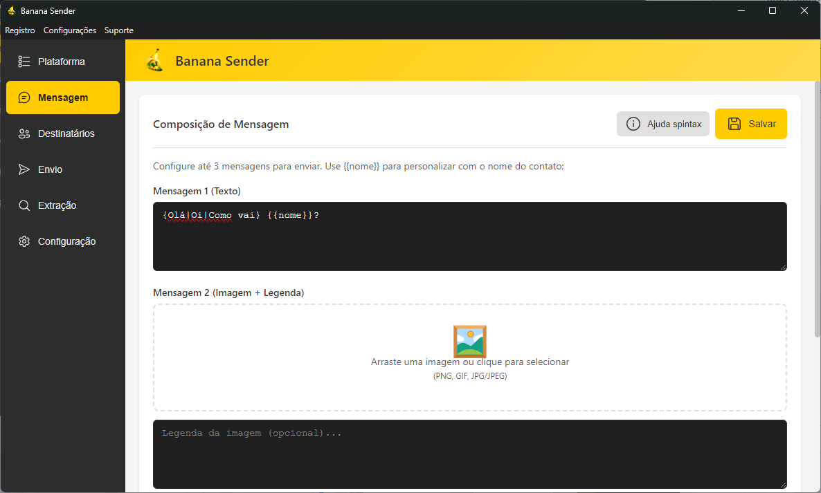 Tela 2 - Banana Sender