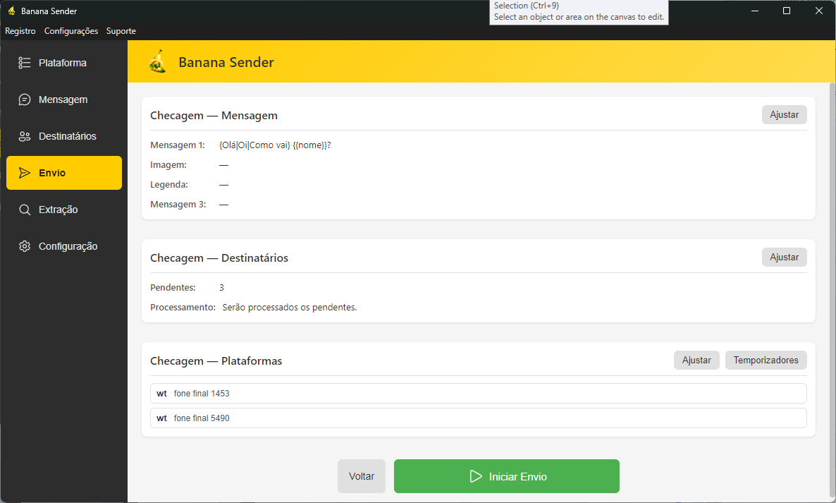Tela 5 - Banana Sender